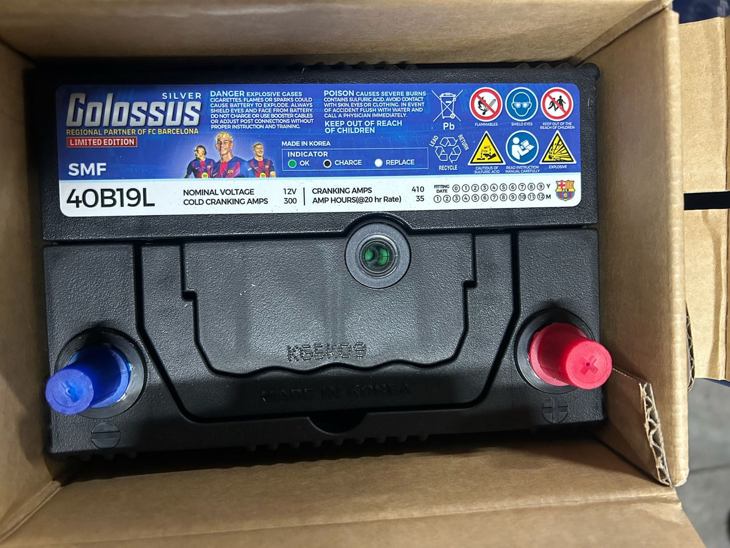 Batería colossus SMF 40B19L COLOS. 35AH 300CCA