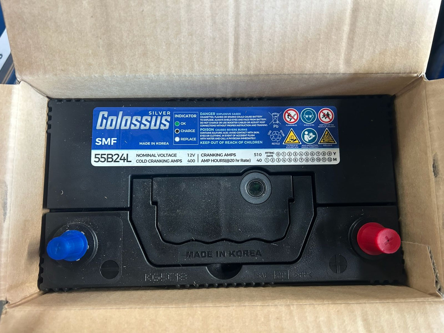 Batería Colossus SMF 55B24L COLOS. 40AH 400CCA.