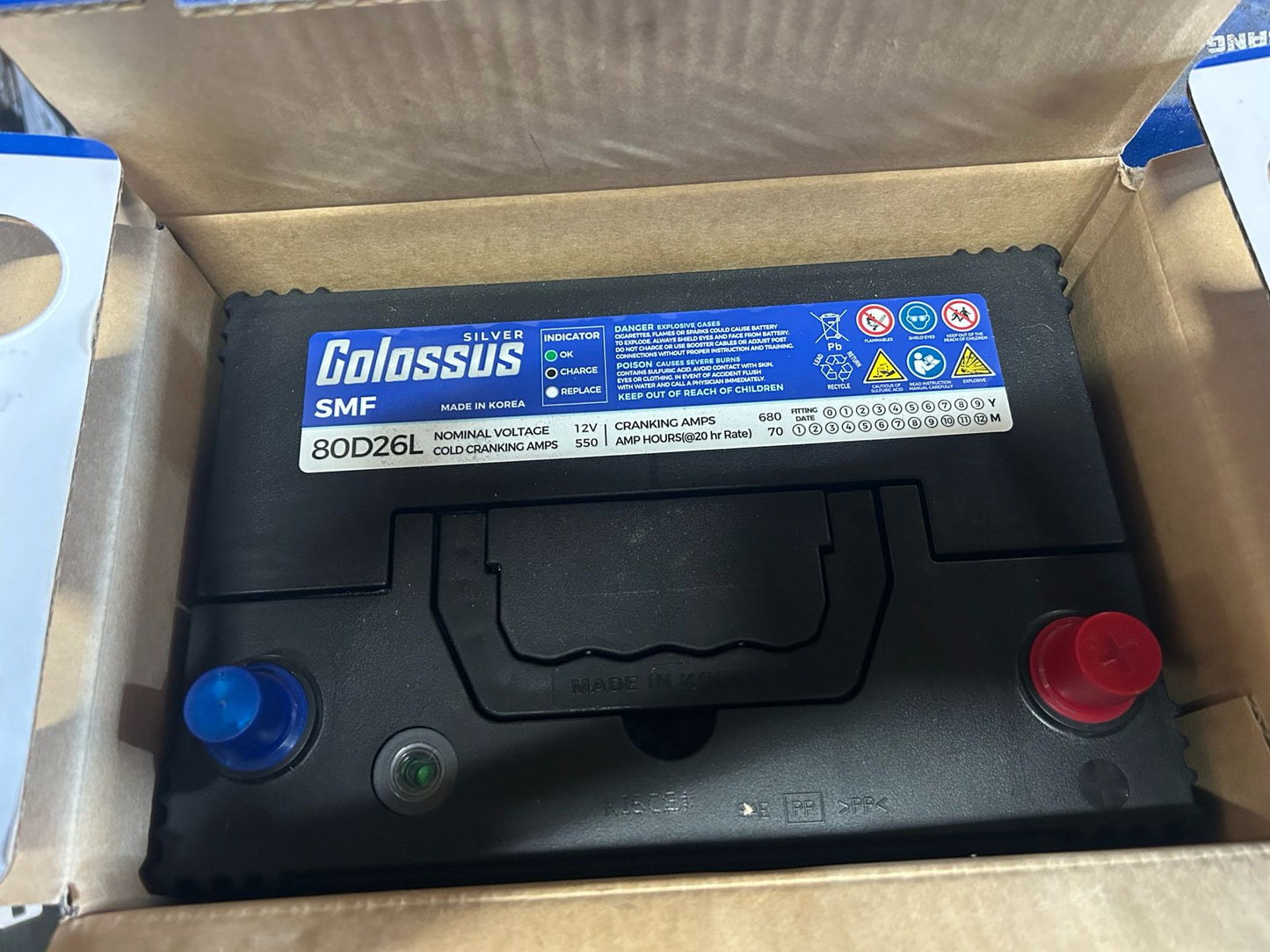 Batería Colossus SMF 80D26L COLOS. 70AH 550CCA.